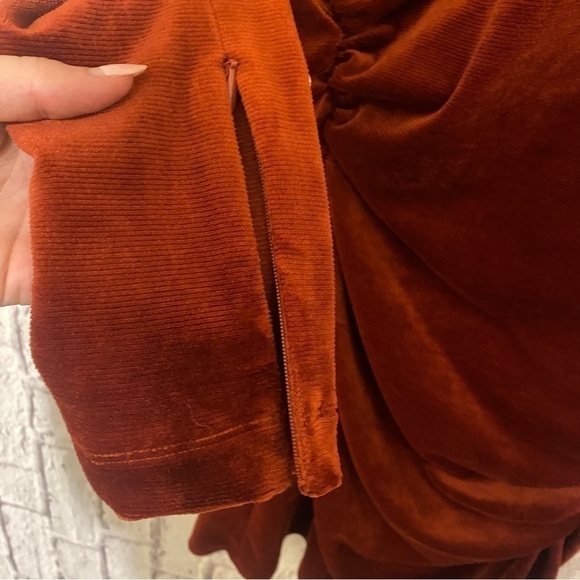 A.l.c. Marcel Ruched Velvet Mini Dress in Sumac Rust Burnt Orange 12 - Picture 13 of 15